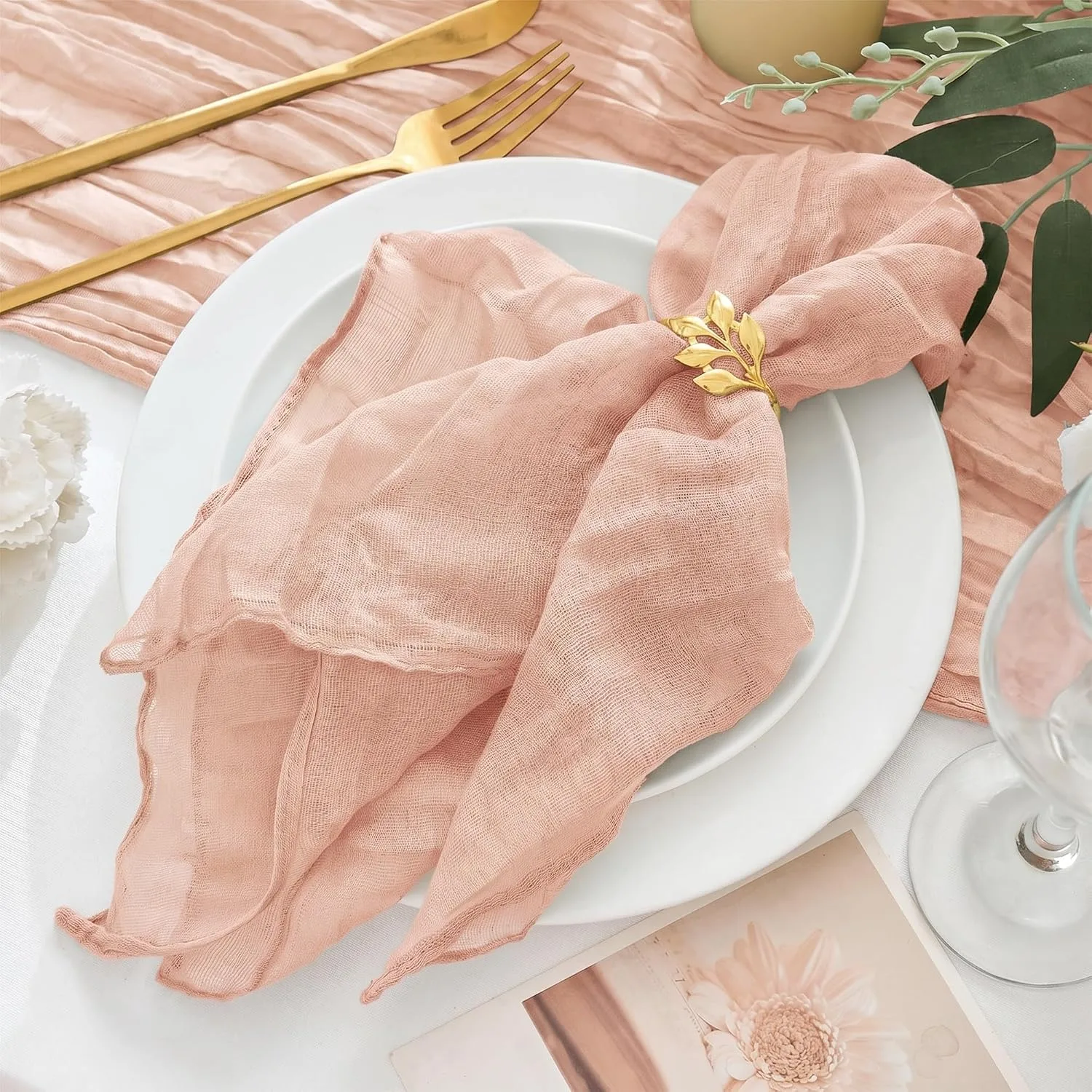 Dusty Pink Cheesecloth Napkins — Napkins available to rent