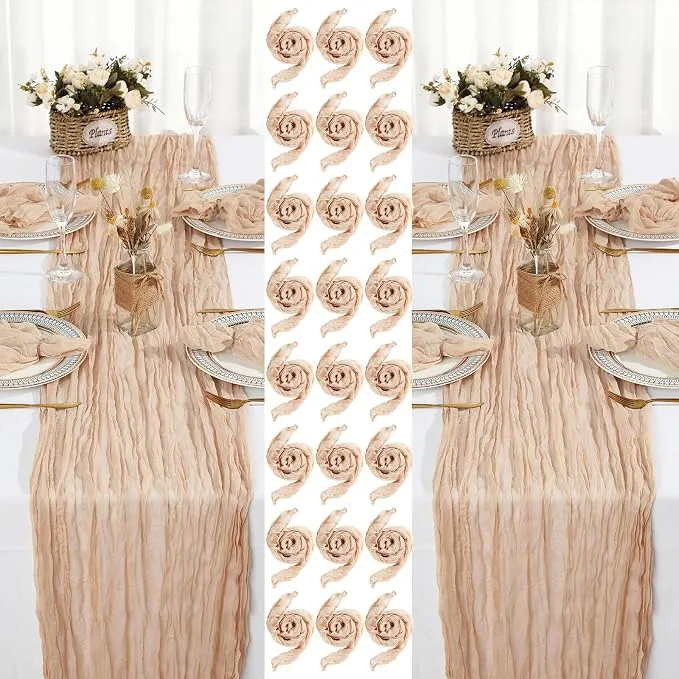 Nude Cheesecloth Runner & Napkins — Table Runners available to rent