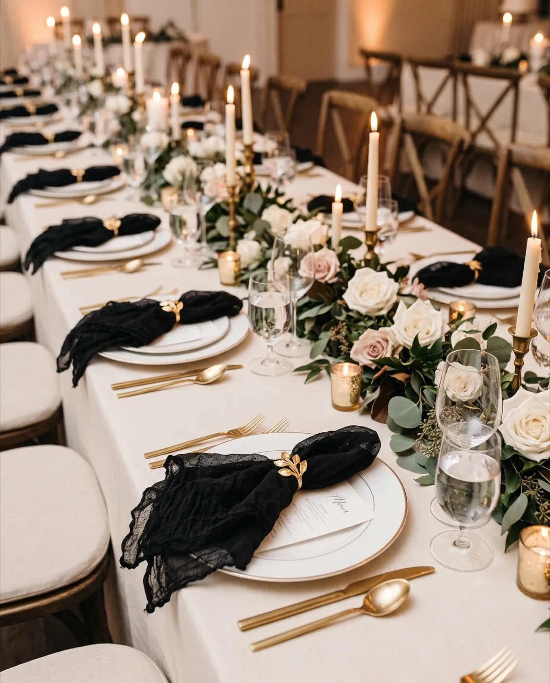 Black Cheesecloth Napkins styled at an event