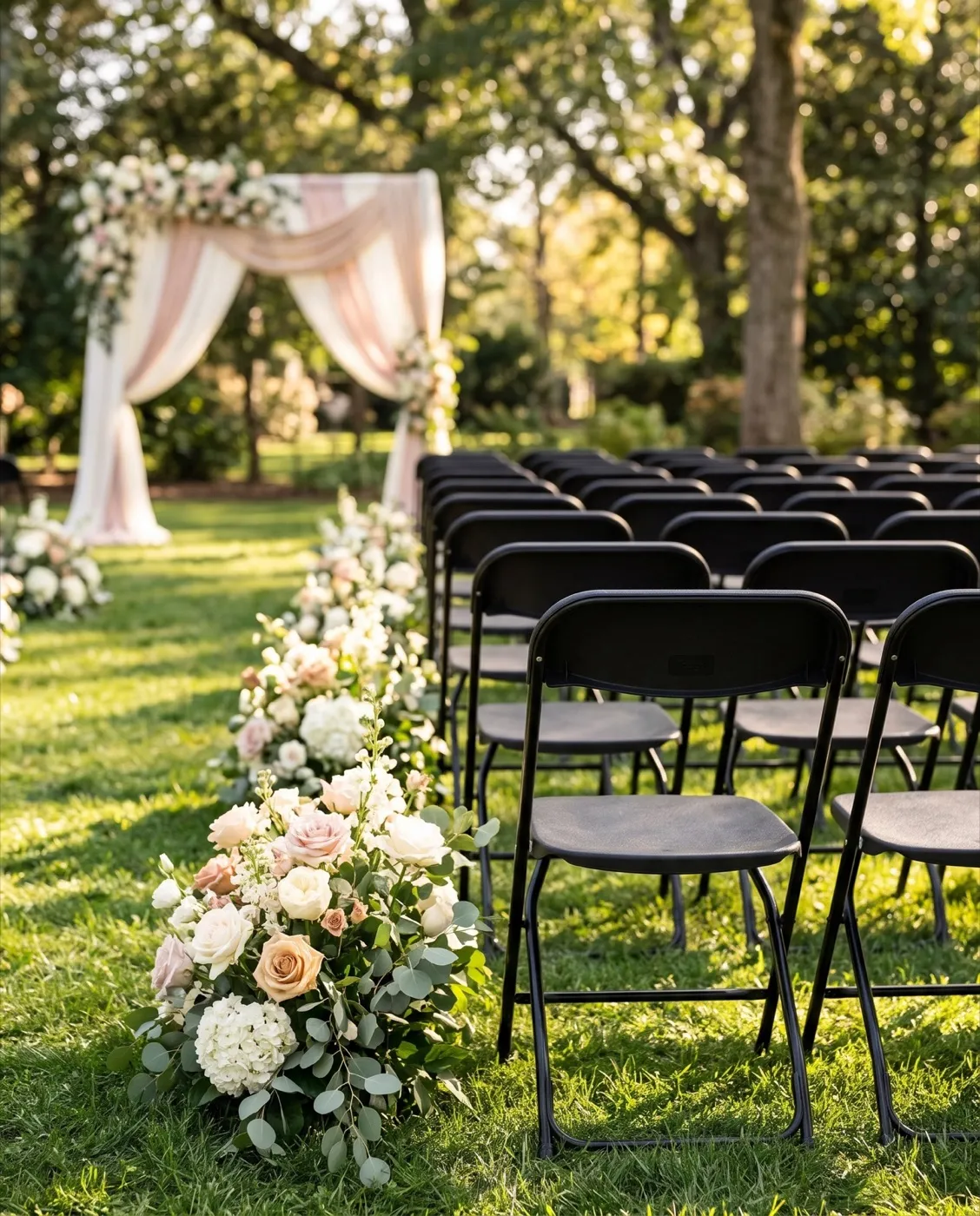 Black Folding Chair styled at an event