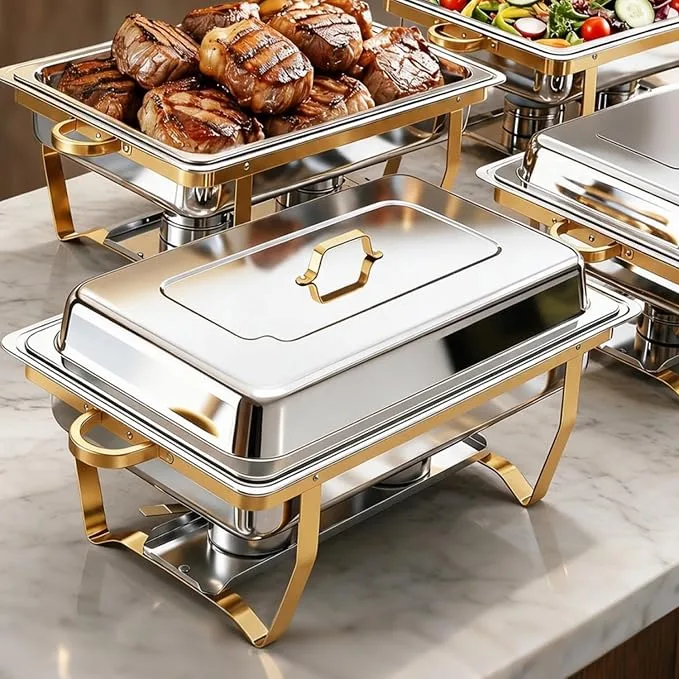 Gold-Accent Chafing Set — Chafing Dishes available to rent