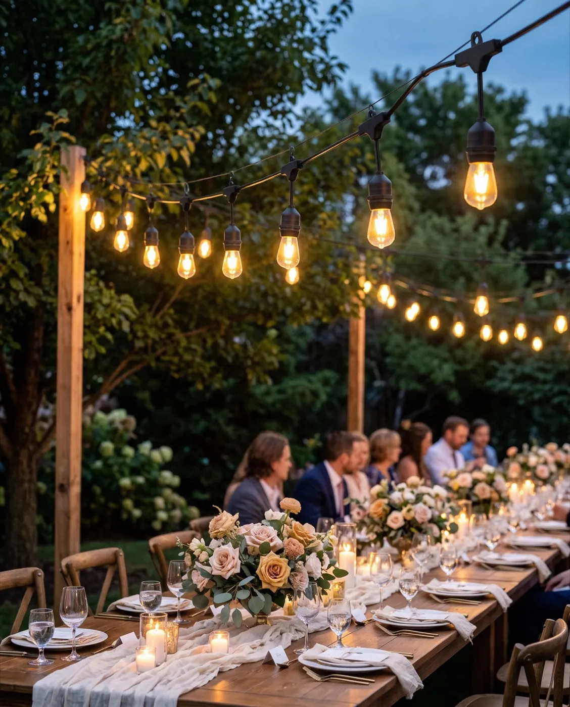Connectable Outdoor String Lights styled at an event