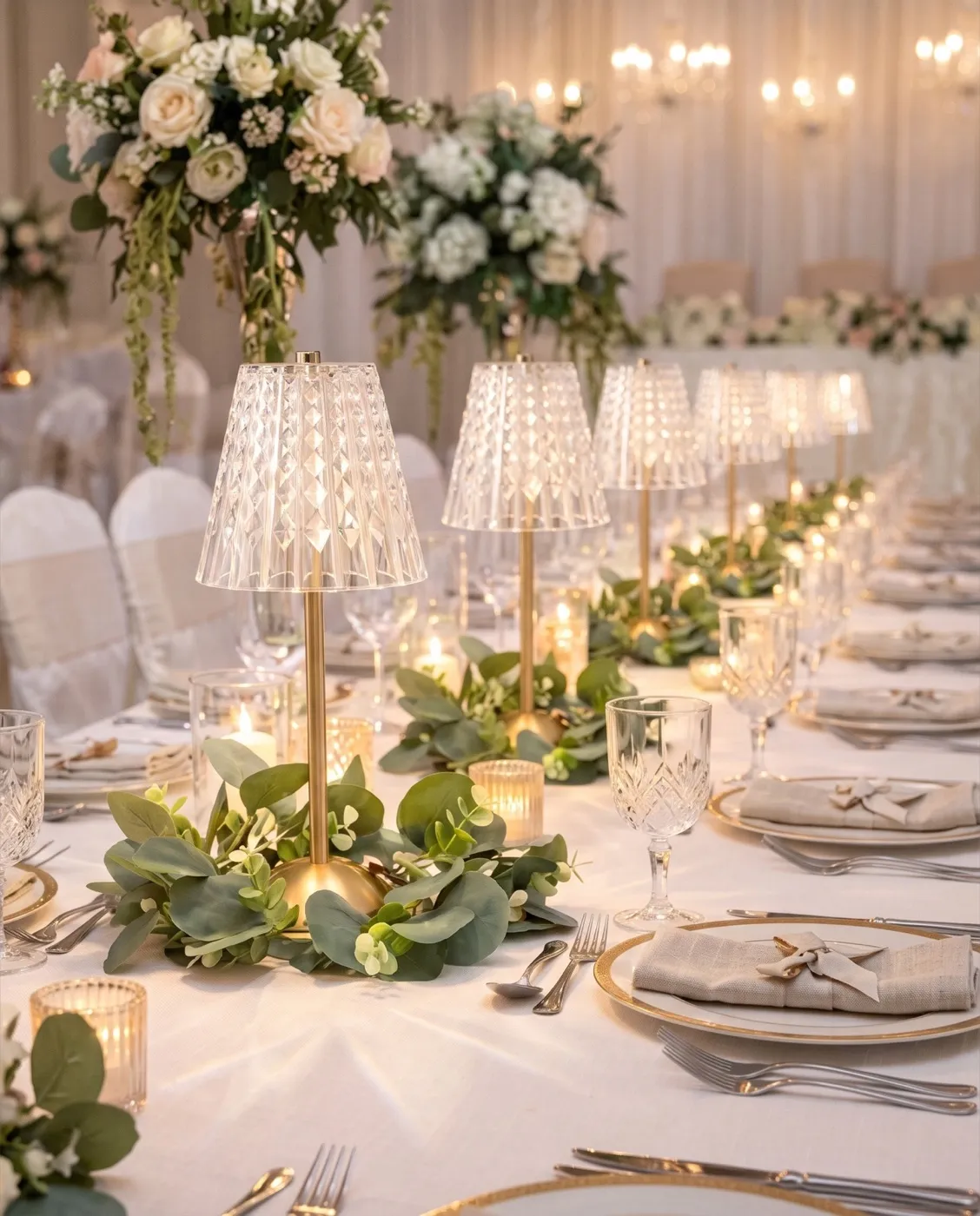 Eucalyptus Ring Table Lamps styled at an event