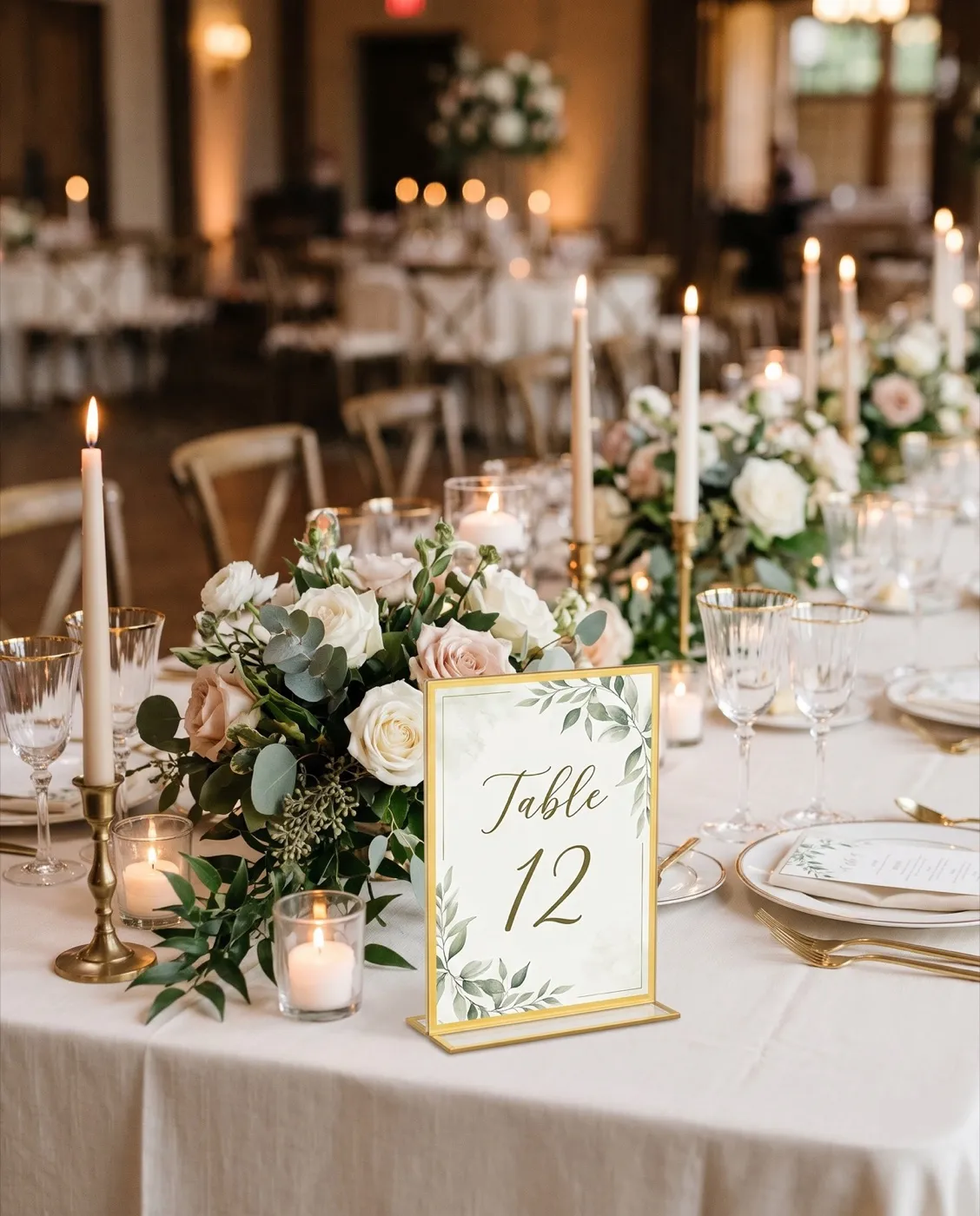 Gold Acrylic Sign Holders styled at an event