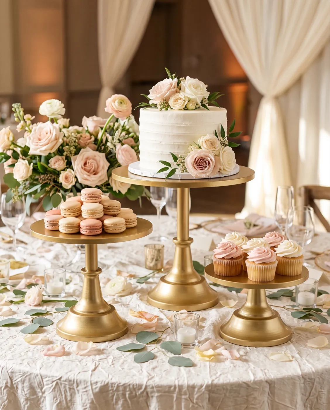 Gold Cake Stand Set styled at an event