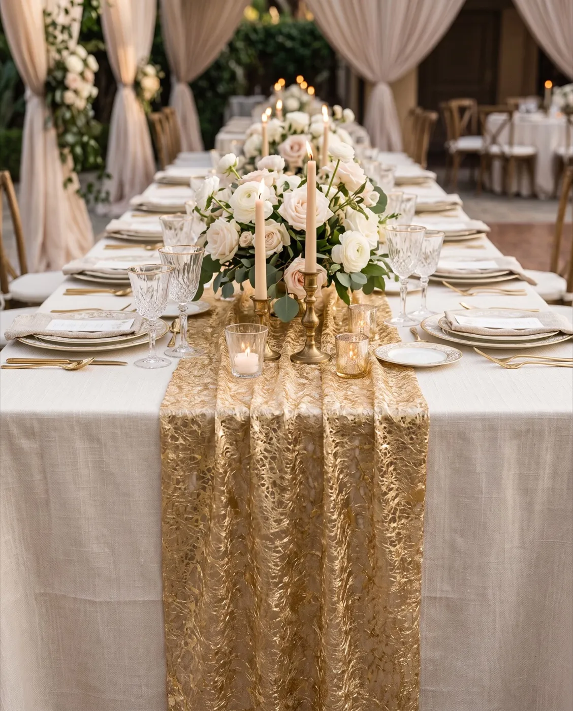 Gold Table Runner styled at an event