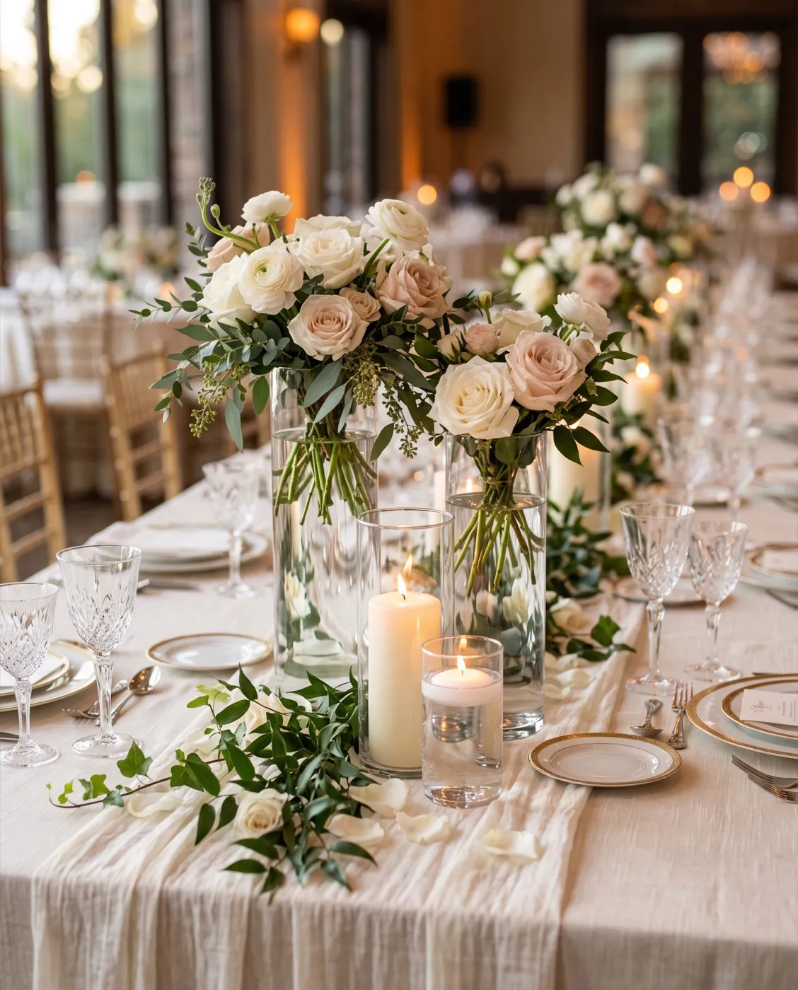 Graduated Glass Cylinder Vases styled at an event