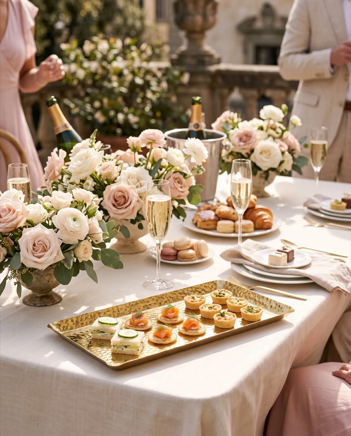 Hammered Platter Tray styled at an event