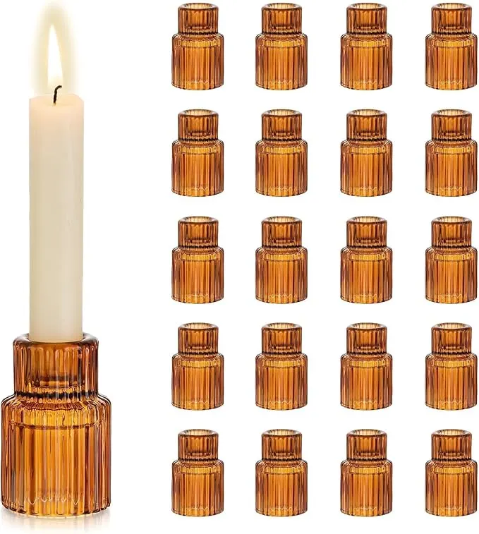 Amber Glass Taper Holders