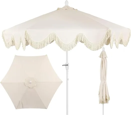 Cottage Tassel Market Umbrella II — Umbrellas available to rent