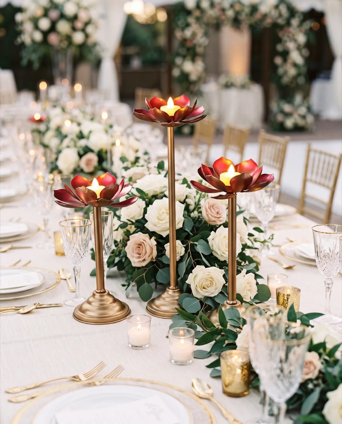 Lotus Candle Holders styled at an event