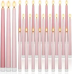Light Pink LED Taper Candles — Candles available to rent