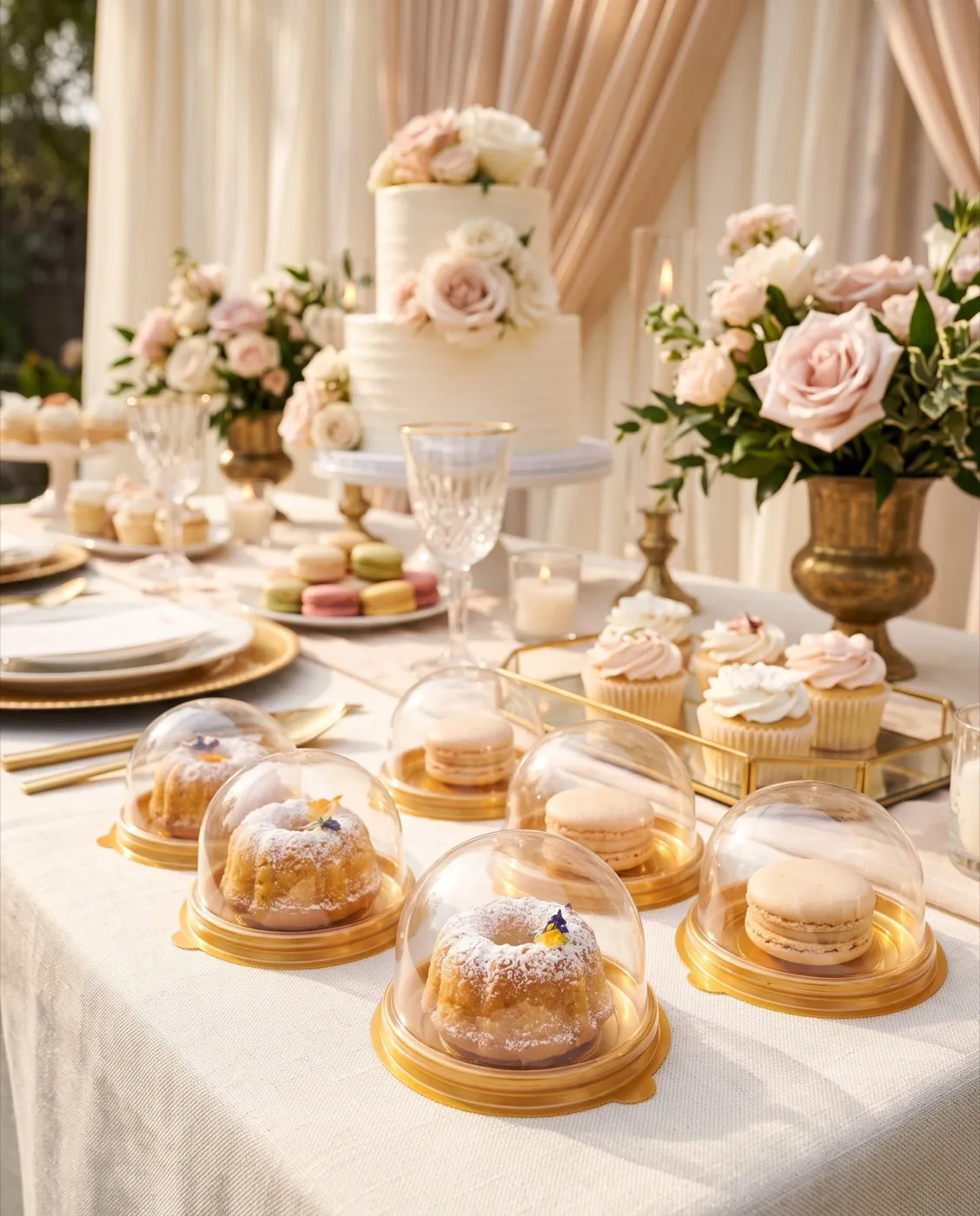 Mini Bundt Cake Containers styled at an event