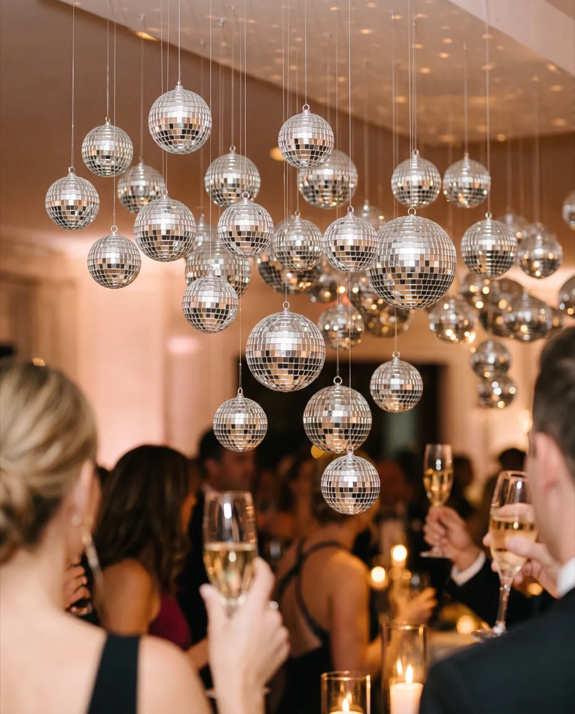 Mini Silver Disco Balls styled at an event
