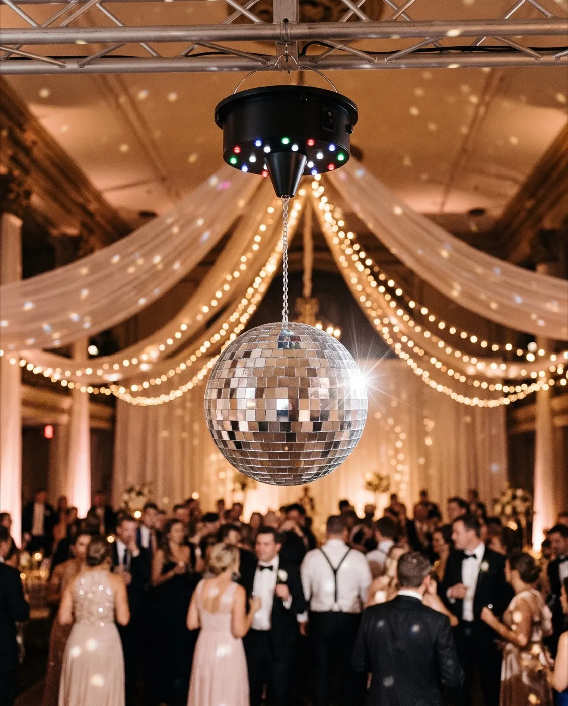Motorized Disco Ball styled at an event