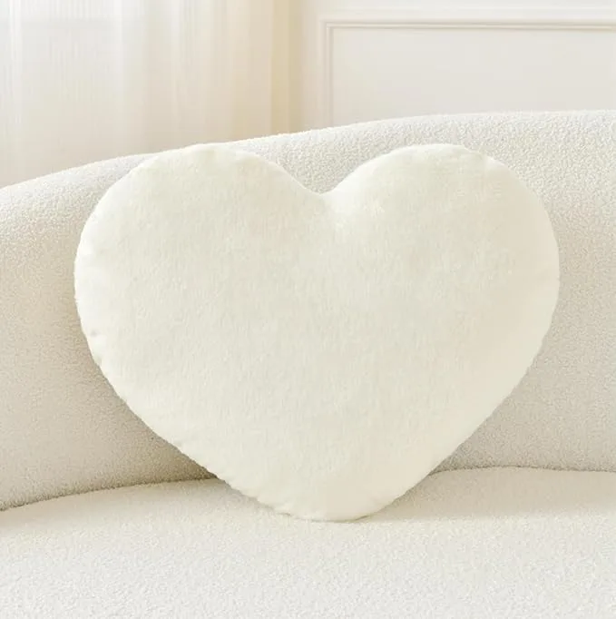 White Heart Throw Pillows — Pillows available to rent