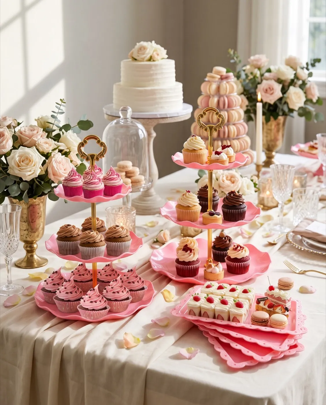 Pink Cupcake Display Set styled at an event