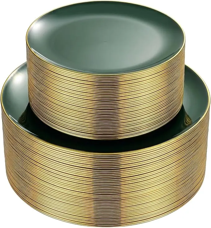 Green Gold-Rim Plates