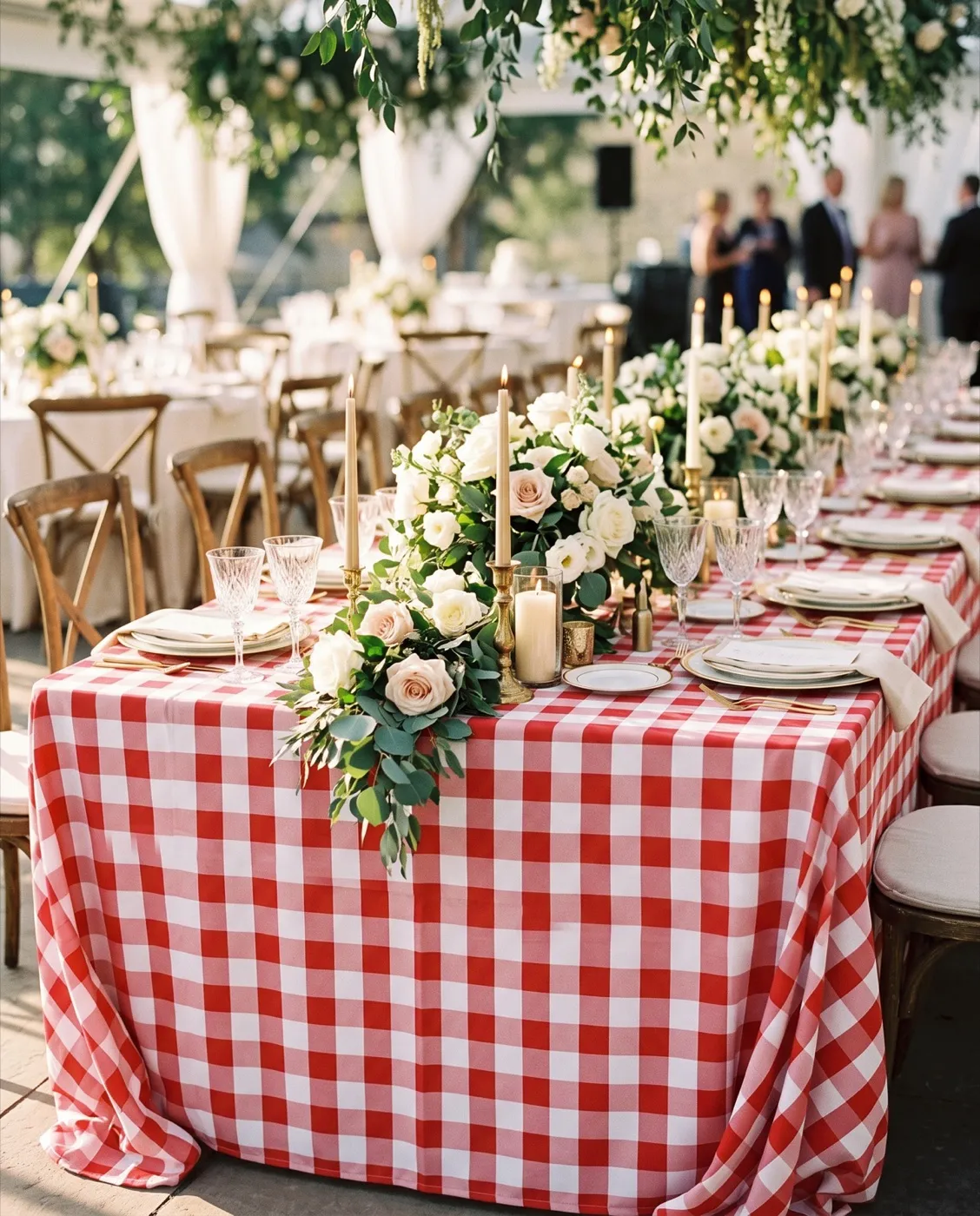 Red Picnic Tablecloth styled at an event
