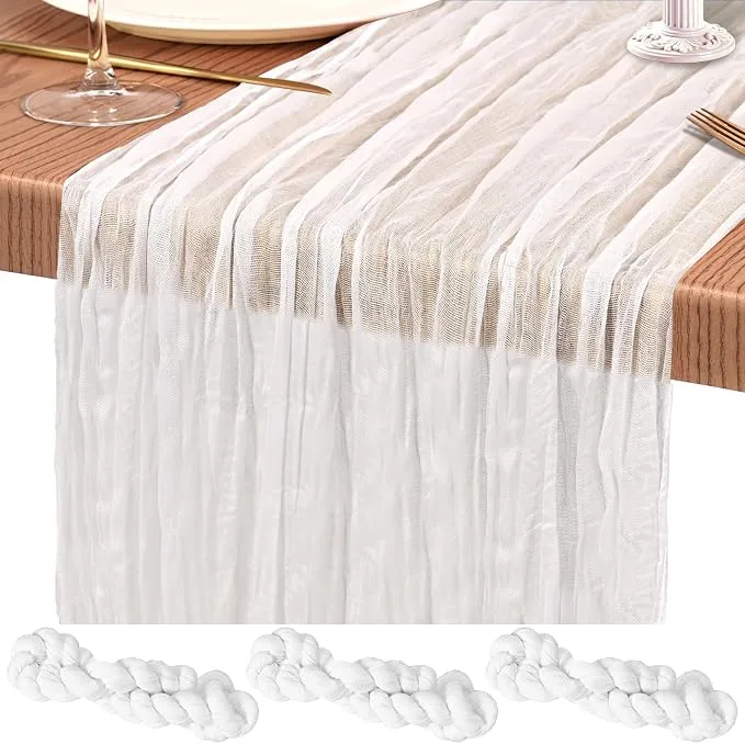 White Cheesecloth Runner — Table Runners available to rent
