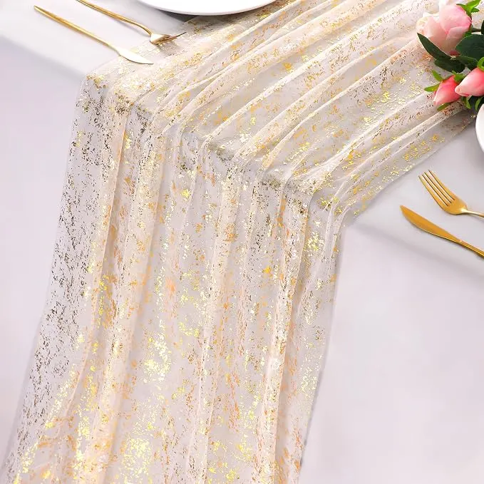 Gold Sequin Chiffon Runner