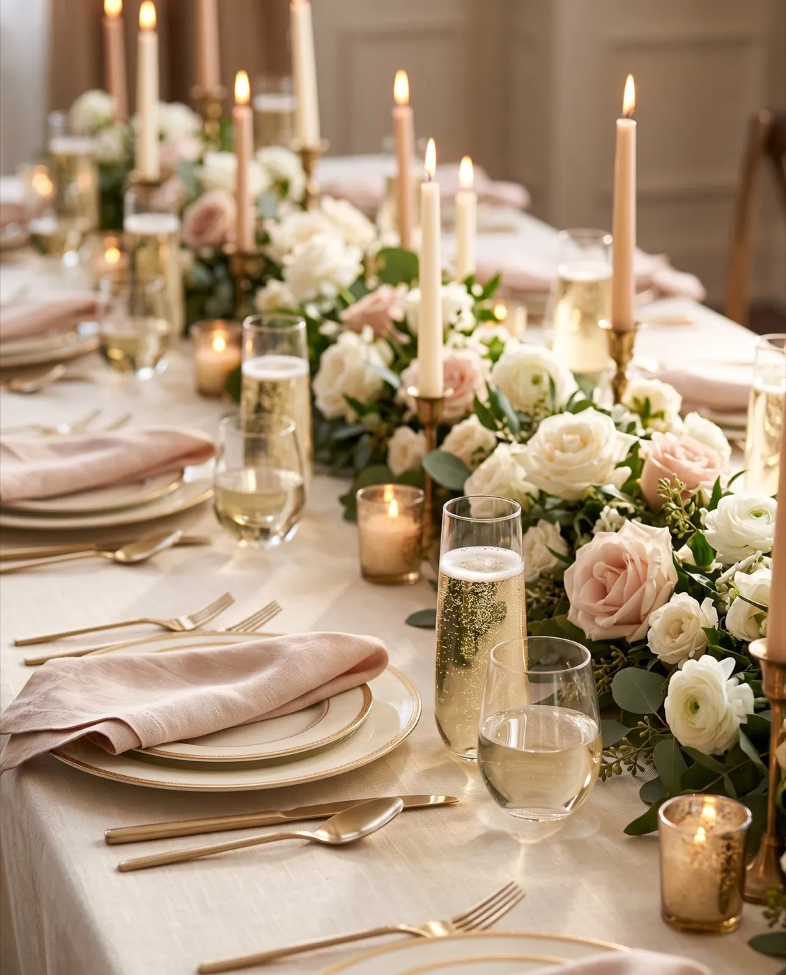 Stemless Glasses & Champagne Flutes styled at an event