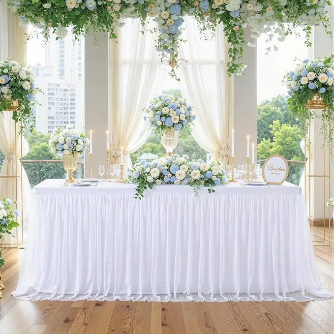 White Tulle Table Skirt