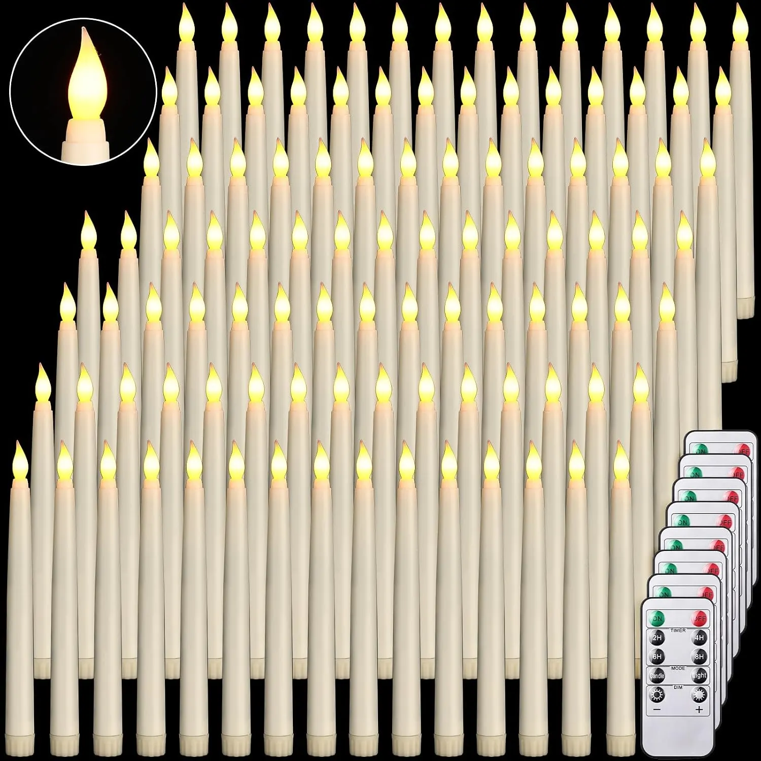 Ivory Flameless Taper Candles