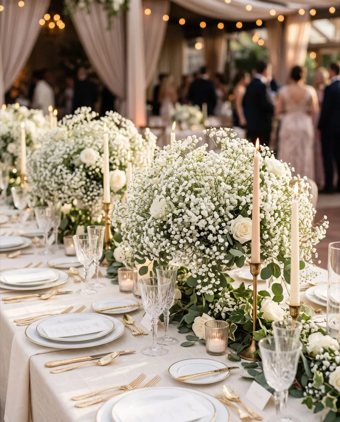 White Baby's Breath Stems styled at an event