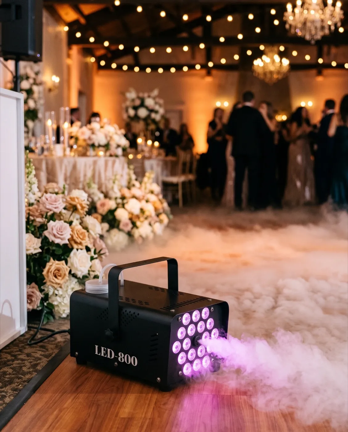 Wireless Fog Machine styled at an event
