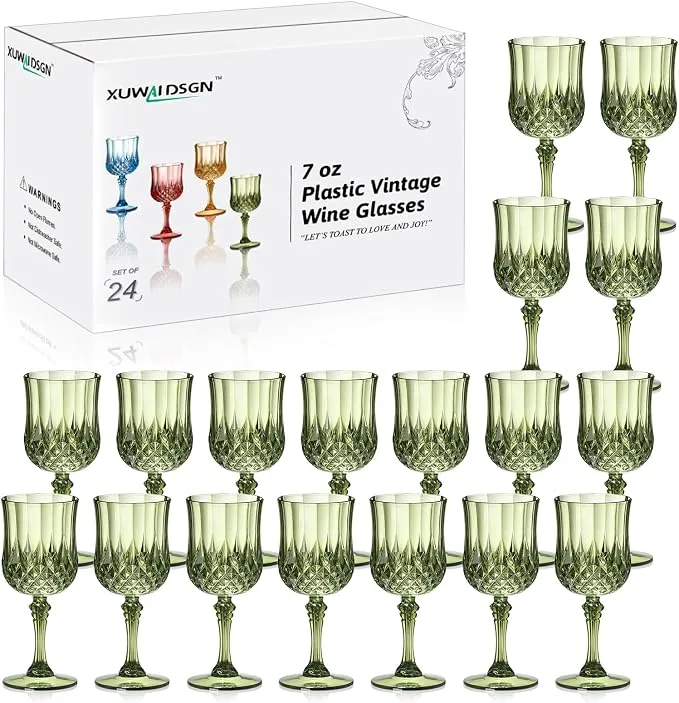 Dark Green Vintage Goblets — Wine Glasses available to rent