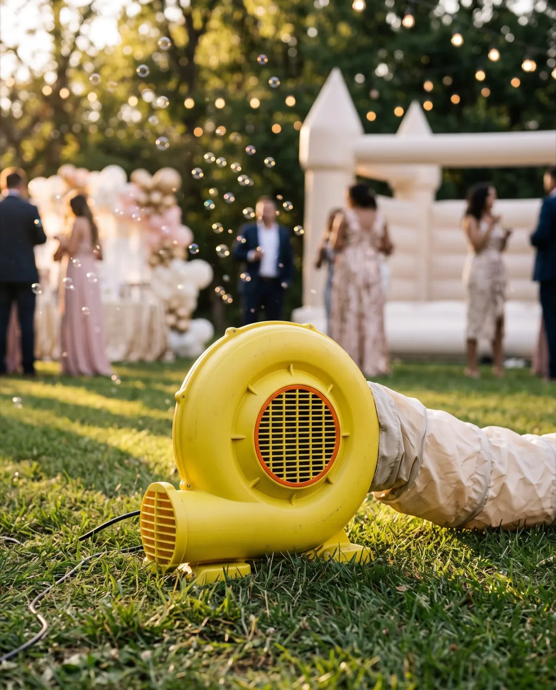 Yellow Inflatable Blower styled at an event
